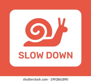 Snail icon. symbol of slow down isolated on white and red background.