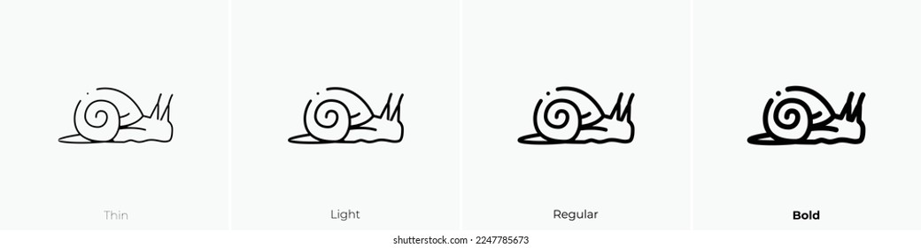 snail icon. Thin, Light Regular And Bold style design isolated on white background