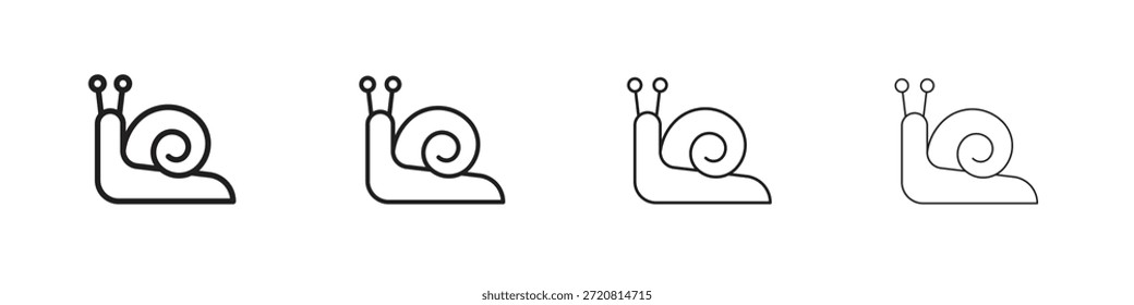 Iconos de caracol delinean el diseño de Vector negro. Línea con trazo editable.
