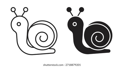 Ícones de caracol definidos isolados em fundo branco ilustração de vetor plana.