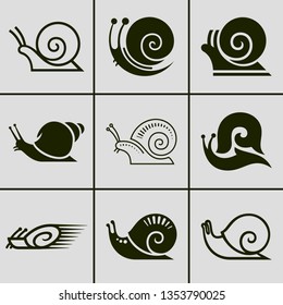 Snail Icons Set. Vector Illustration