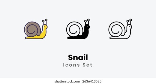 Snail Icons thin line and glyph vector icon stock illustration