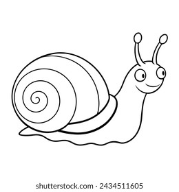 Snail illustration coloring page for kids