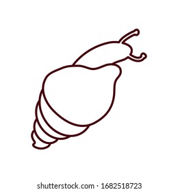 Schneckeninsektensymbol auf weißem Hintergrund, Linienstil, Vektorgrafik