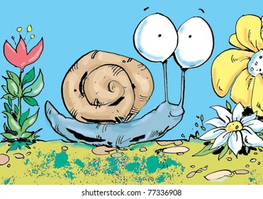 Snail with Large Eyes