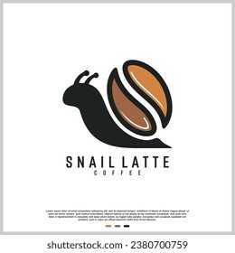 Snail latte logo design template with coffee creative concept Premium Vector