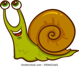 Snail laughing vector illustration on a white background.