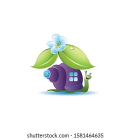snail with leaf icon logo design