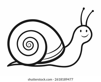 The snail line art on white background