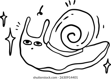Snail line drawing, cute pattern drawn for templates.