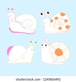 snail line drawing vector design for kid