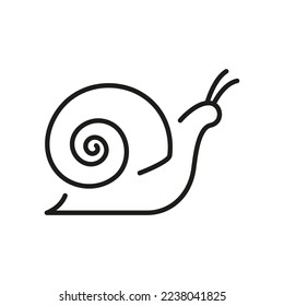 Symbol für die Schneckenlinie. Schlucken in Shell Crawl Linear Piktogramm. Helix langsames Symbol. Cute Escargot Moving. Slimy-Eating Spiral Mollusk. Symbol der Tierwelt. Bearbeitbarer Stroke. Einzelne Vektorgrafik.