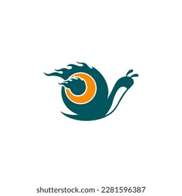 Snail logo with colored on white background