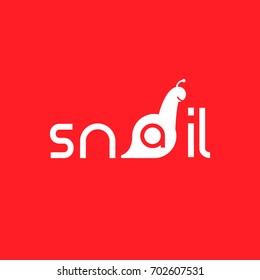 Snail logo design concept in modern flat minimalist design