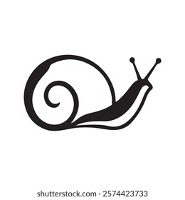 Snail Logo Design Silhouette Vector Illustration On a White Background