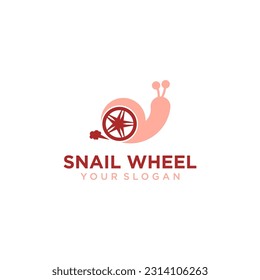 snail logo design with wheel