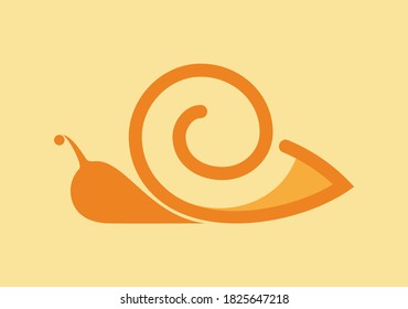 Snail logo with orange spiral shell outline element.