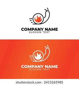 Logotipo de caracol simple con gradación de color de fuego en rojo