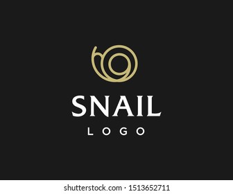 Snail logo. Simple line art logo vector. Flat style design.