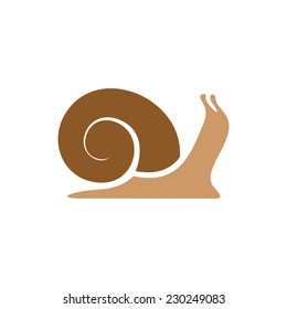 Snail logo template. Simple flat colors silhouette.