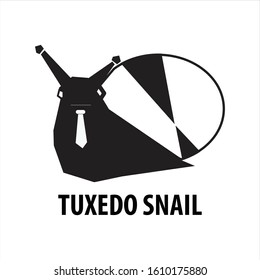 snail logo with tuxedo silhouette.