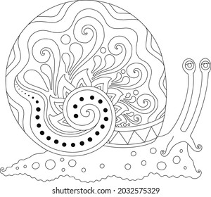 snail mandala design for coloring page print