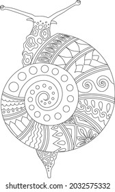 snail mandala design for coloring page print