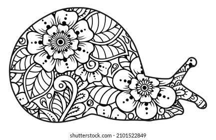 snail mandala design for coloring page print
