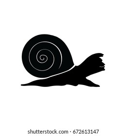 Snail with a man's face. Vector silhouette funny character. Original vector illustration.