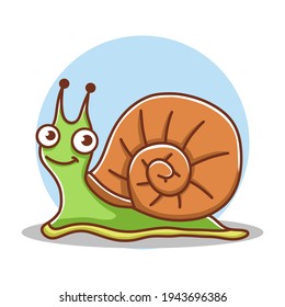 Snail Mascot Characater Cartoon. Cute Gastropod Animal Vector Illustration Icon Logo