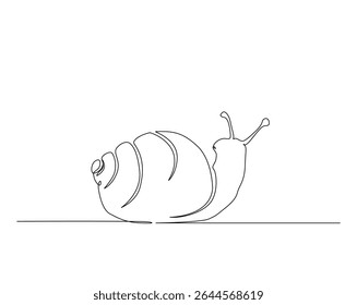 Snail- mollusk outline illustration. Continuous line drawing of snail.