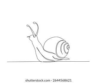 Snail- mollusk outline illustration. Continuous line drawing of snail.