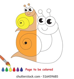 Snail mother and her baby to be colored, the coloring book to educate preschool kids with easy kid educational gaming and primary education of simple game level.