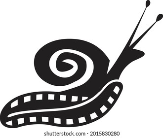 Snail movie production with flat style logo illustration