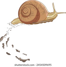 A snail moving slowly illustration