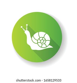 Snail mucin green flat design long shadow glyph icon. Skincare natural component. Organic delicate product. Healing effect. Repairing effect for skin. Silhouette RGB color illustration