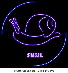 snail neon sign, modern glowing banner design, colorful modern design trend on black background. Vector illustration.