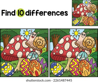 Snail on Mushroom Easter Eggs Find The Differences