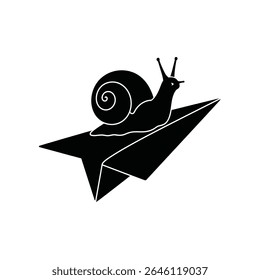 Snail on paper airplane slow and steady wins the race
