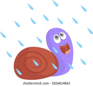 Snail on the rain, illustration, vector on white background