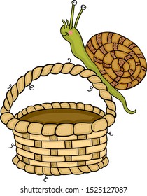 Snail on top of empty basket