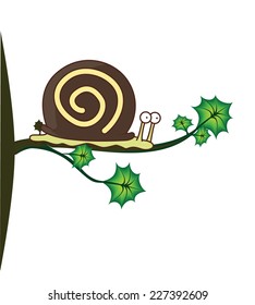 snail on tree vector design 