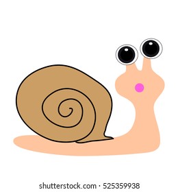 Snail on white background. Vector illustration.