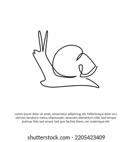 Snail one continuous line drawing. Cute decoration hand drawn elements. Vector illustration of minimalist style on a white background.