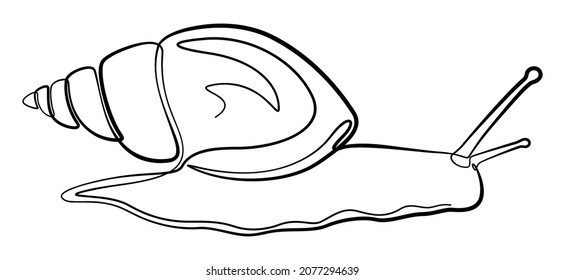 Snail one line design. Hand drawn minimalism style vector illustration isolated on a white background.