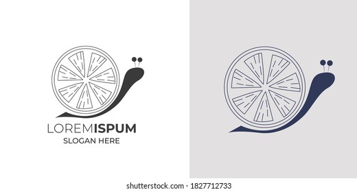 caracol y naranja mientras el logotipo diseño ilustración vectorial .imagen vectorial del logotipo naranja fresco moderno, diseños del logotipo de la lona naranja fresca