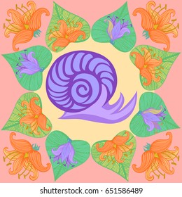 snail ornament with lily