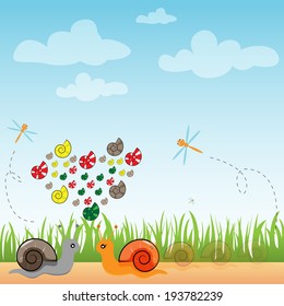 snail in outdoor natural vector