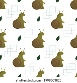 snail pattern with leaves and squares