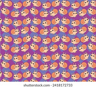 Snail pattern, vector illustration, background, fabric texture cute kid pattern